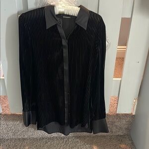 Elie Tahari Black Satin-Trimmed Blouse